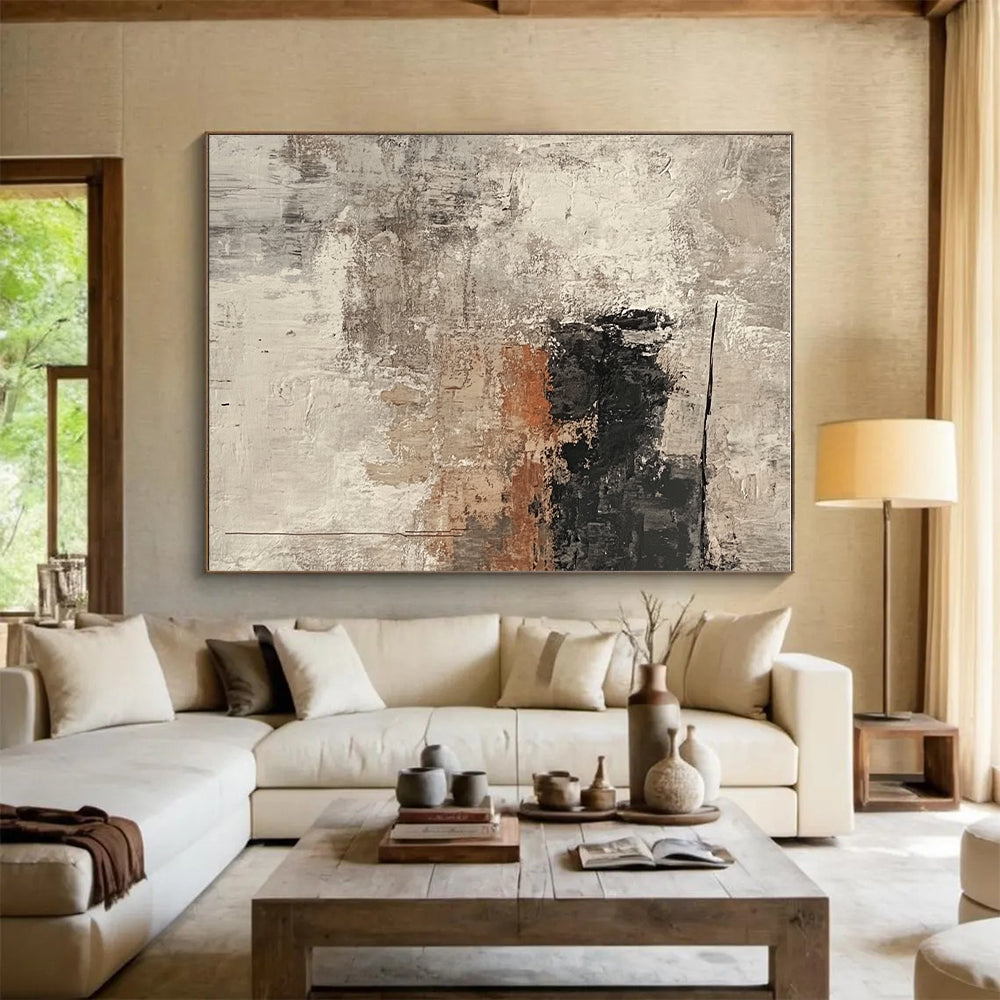 Textured Gray and Black Abstract Painting with Raw Depth WINK155