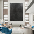 Black Circular Lines Abstract Painting for Minimalist Home Offices GAB1320