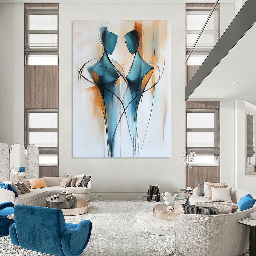 Dual Figure Abstract Painting for Contemporary Dance Studio Lounges GAB1175