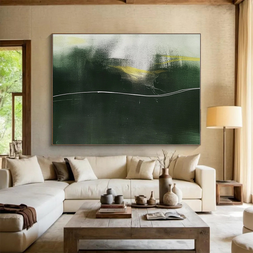Green and Yellow Abstract Painting with Subtle Dynamics WINK140