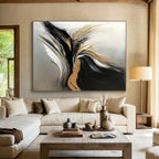 Gold and Black Abstract Painting with Luxurious Flow WINK343
