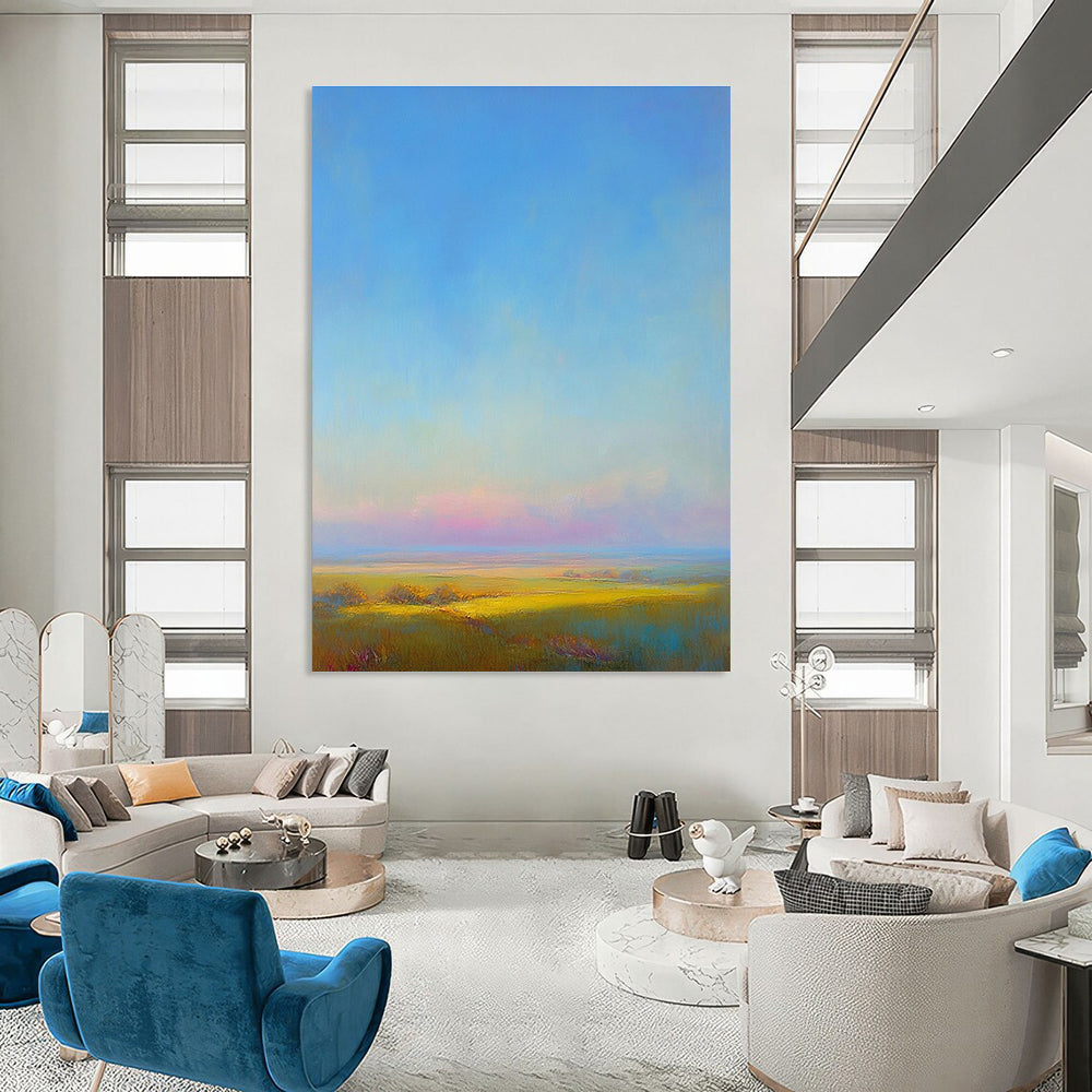 Colorful Field Abstract Painting for Bohemian - Style Living Rooms GAB1305