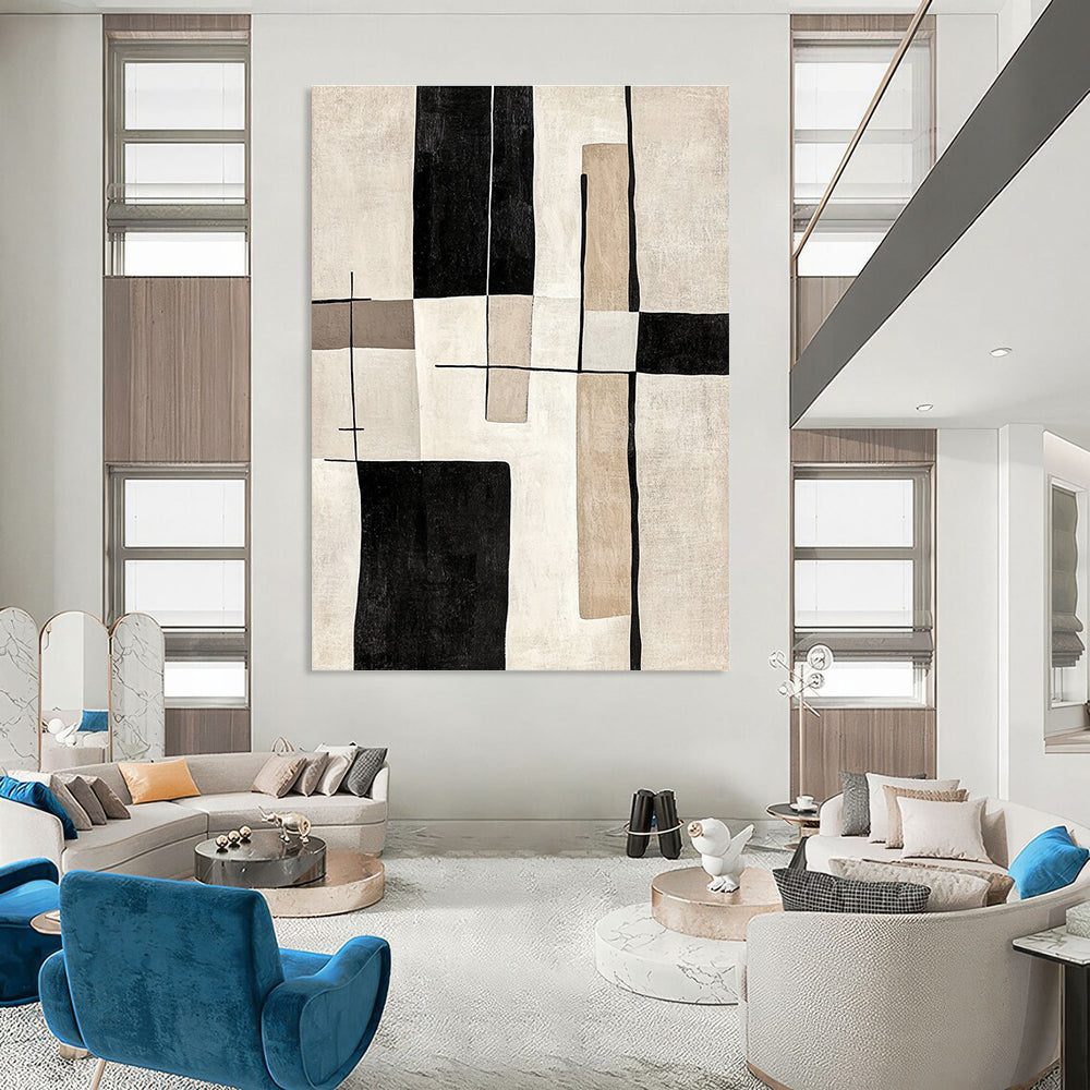 Neutral Geometric Abstract Calm Abstract Painting for Minimalist Bedrooms GAB1406