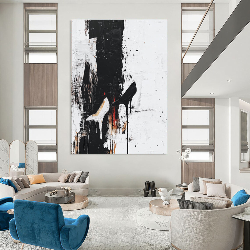 Black and White Heels Abstract Painting for Fashion - Forward Boutiques GAB0853