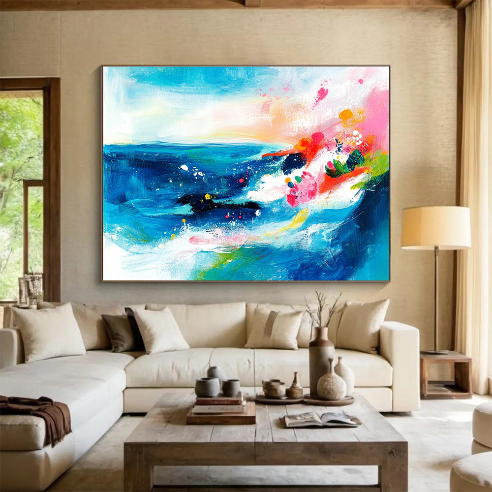 Colorful Sea and Sky Abstract Painting with Vivid, Expressive Brushstrokes ABS521