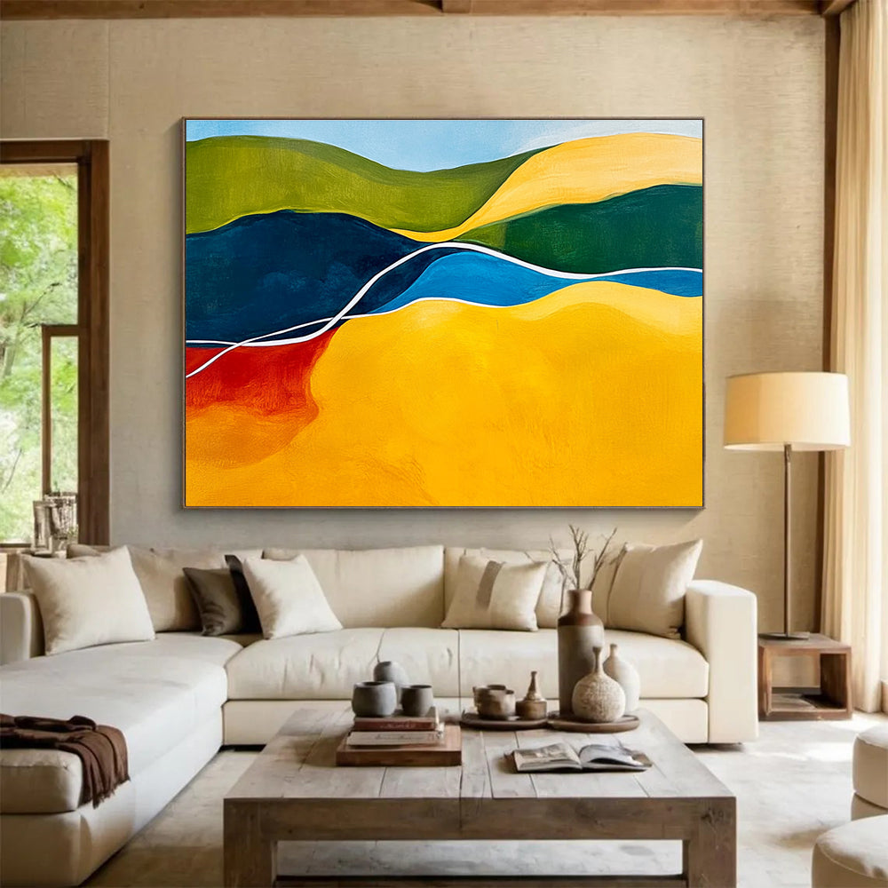 Colorful Curved - River Landscape Abstract Painting with Vivid Hues ABS229