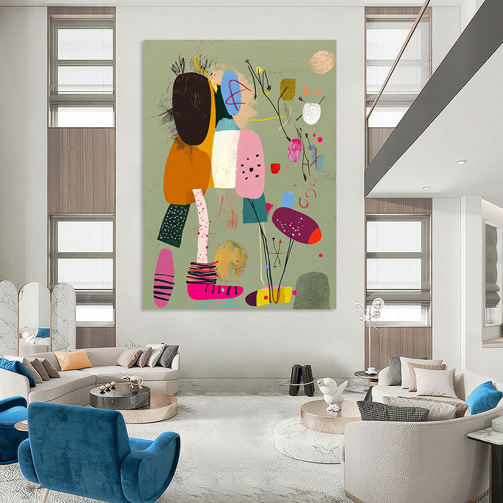 Pastel Abstract Figures Painting with Gentle Tones GAB0103