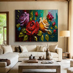 Textured Rose Dream Abstract Painting for Romantic Bedroom Retreats YHT303