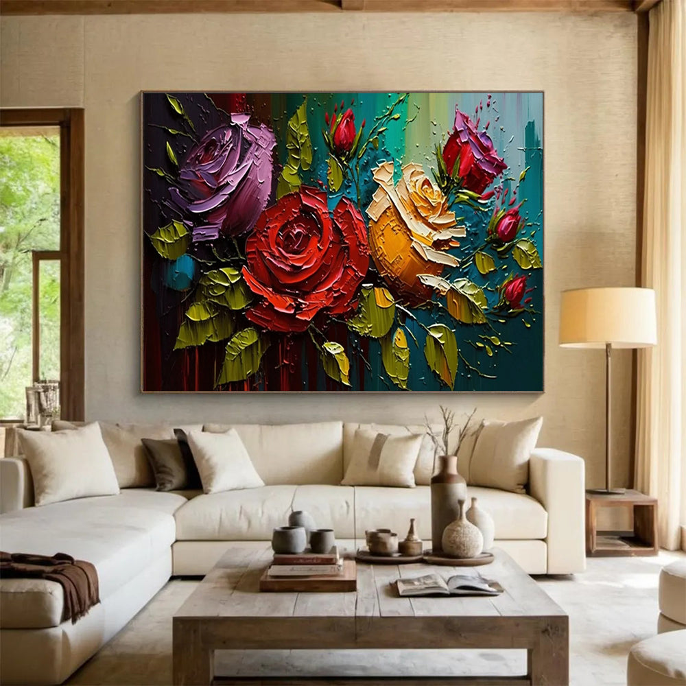 Textured Rose Dream Abstract Painting for Romantic Bedroom Retreats YHT303