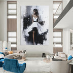 Elegant Woman in Dress Figurative Abstract Painting for Glamorous Interiors GAB1409