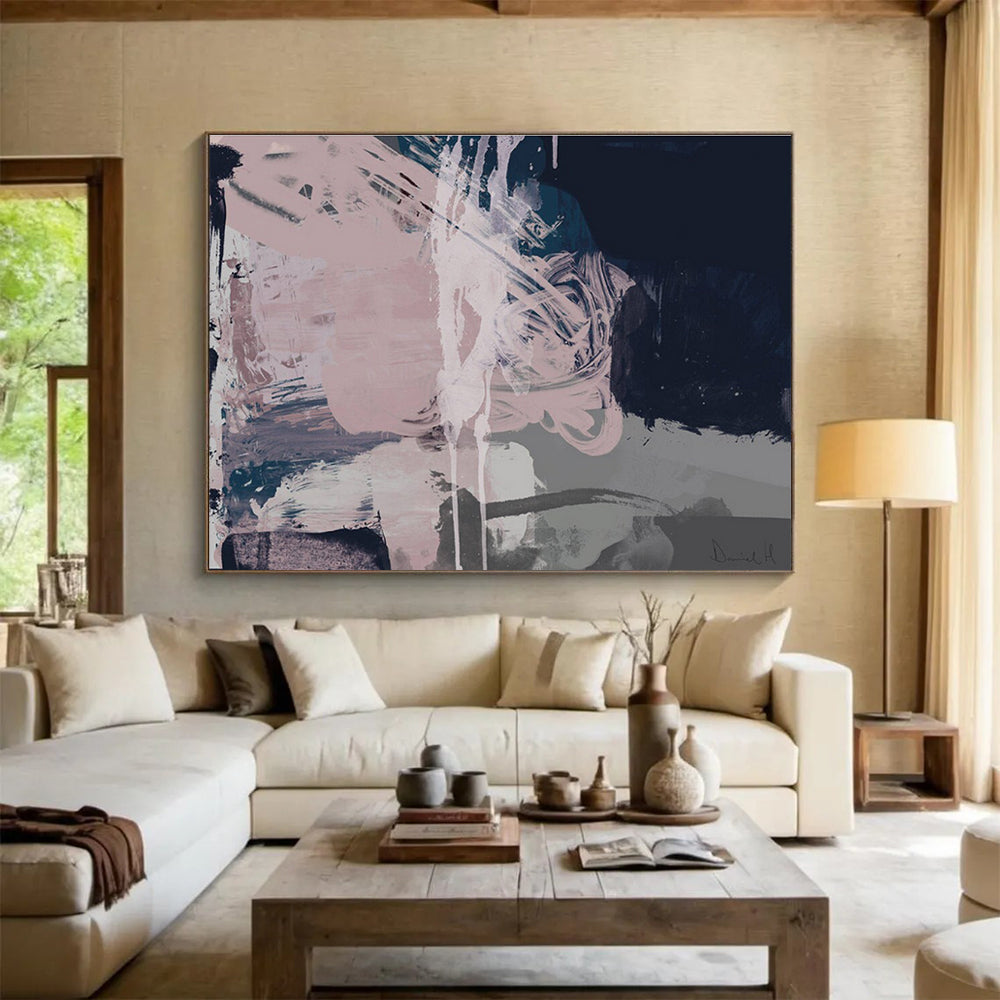 Soft Color Abstract Painting for Serene Bedrooms YHT142