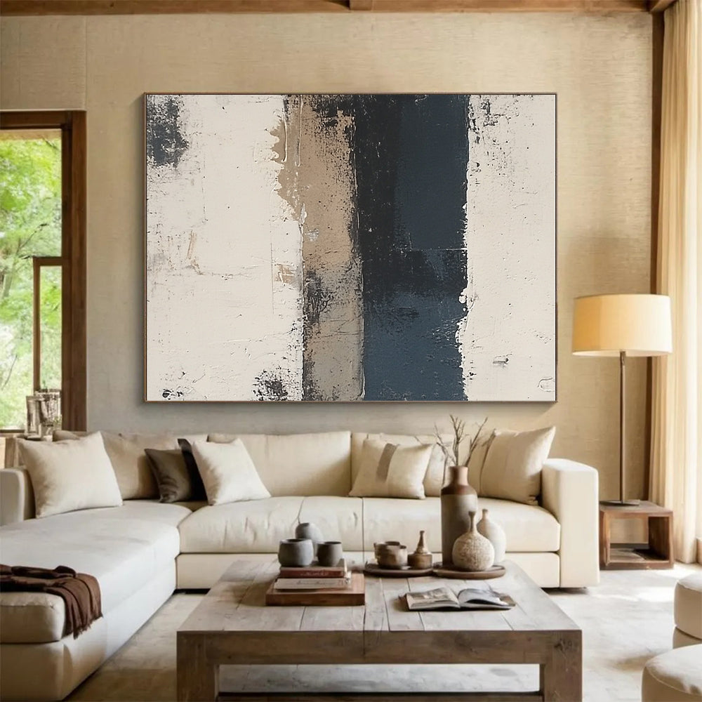 Monochrome Striped Abstract Painting with Subtle Textures WINK500