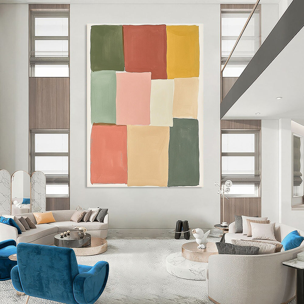 Pastel Color Block Abstract Cheerful Abstract Painting for Light - Filled Spaces GAB1407