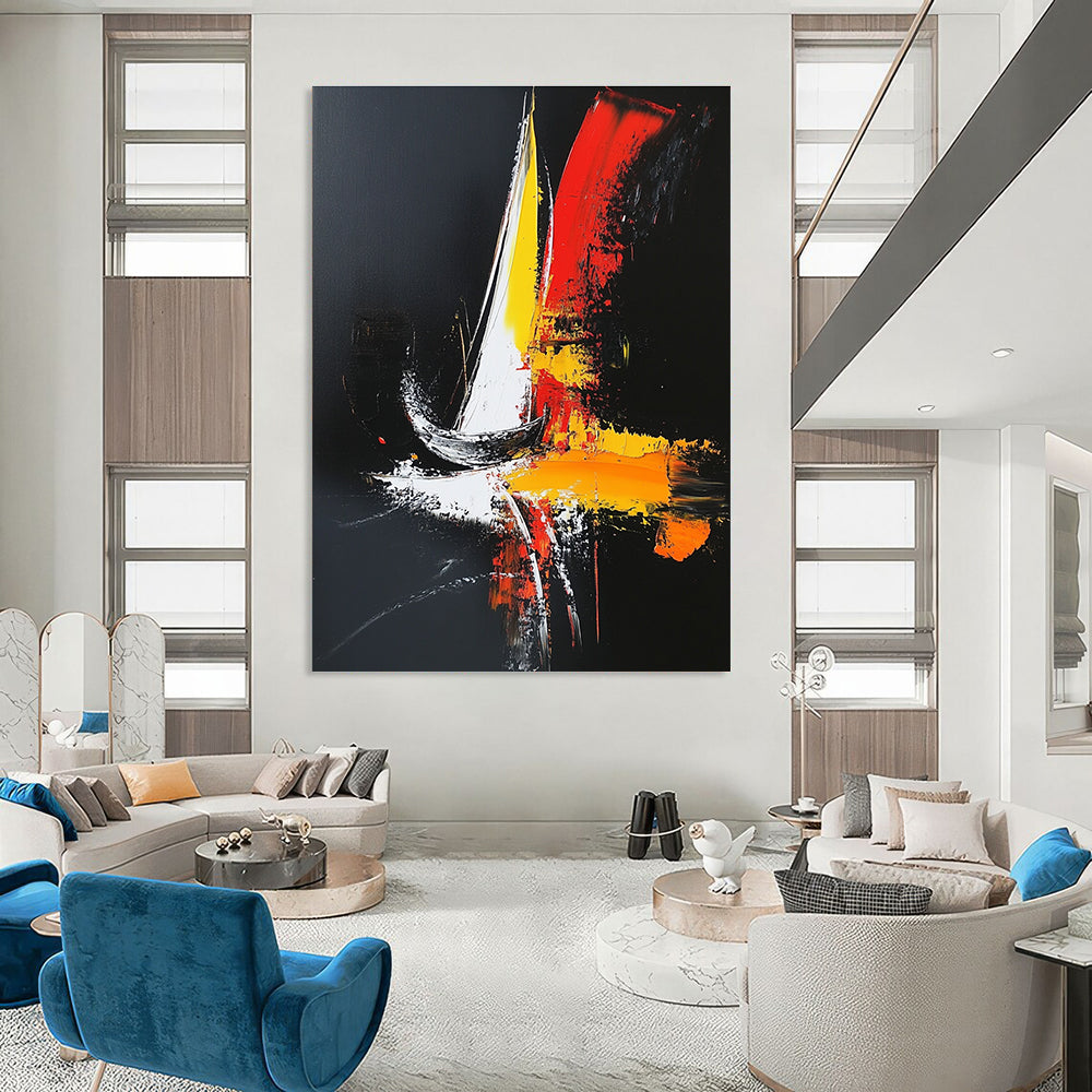 Colorful Sailboat Abstract Painting for Coastal - Themed Restaurants GAB0854
