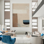 Neutral Collage Abstract Painting for Modern Minimalist Living Rooms HENG182