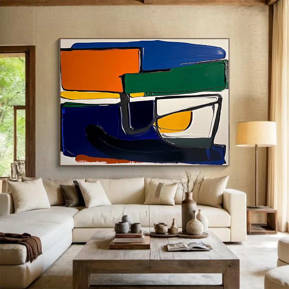 Color - Blocked Geometric Abstract Painting with Bold Vibrancy WINK220