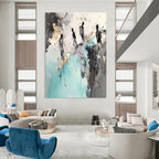 Silhouette and Gold Abstract Painting for Sophisticated Residential Living Rooms GAB1194