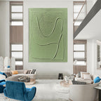 Light Green Textured Forms Painting of Tactile Minimalism GAB0143