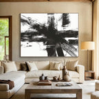 Black and White Dynamic Abstract Painting with Bold Strokes WINK820
