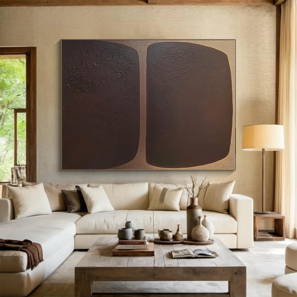 Dark Rectangular Abstract Shapes Painting with Subtle Mystery WINK061