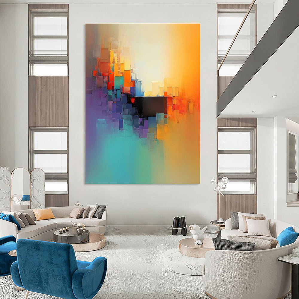 Colorful Cubist - Inspired Abstract Painting for Contemporary Art Galleries GAB1151