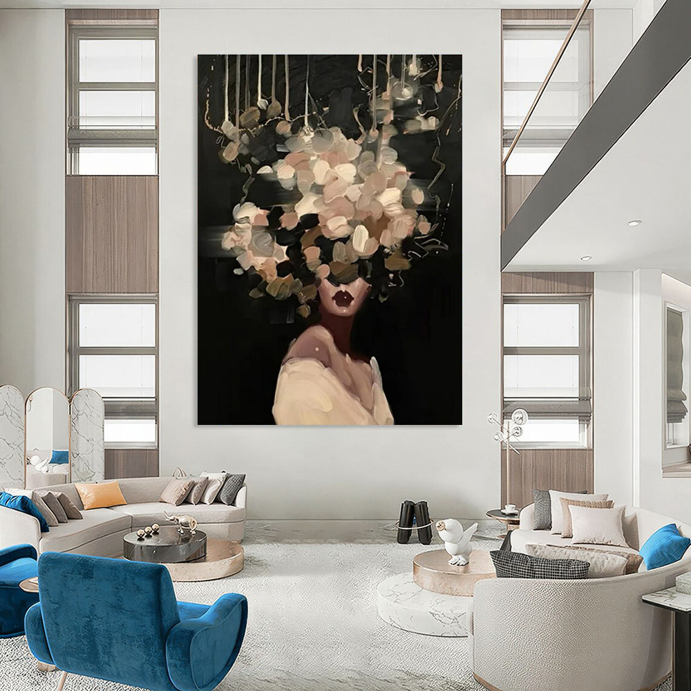 Woman with Elaborate Floral Head Painting for Elegant Event Spaces HENG326