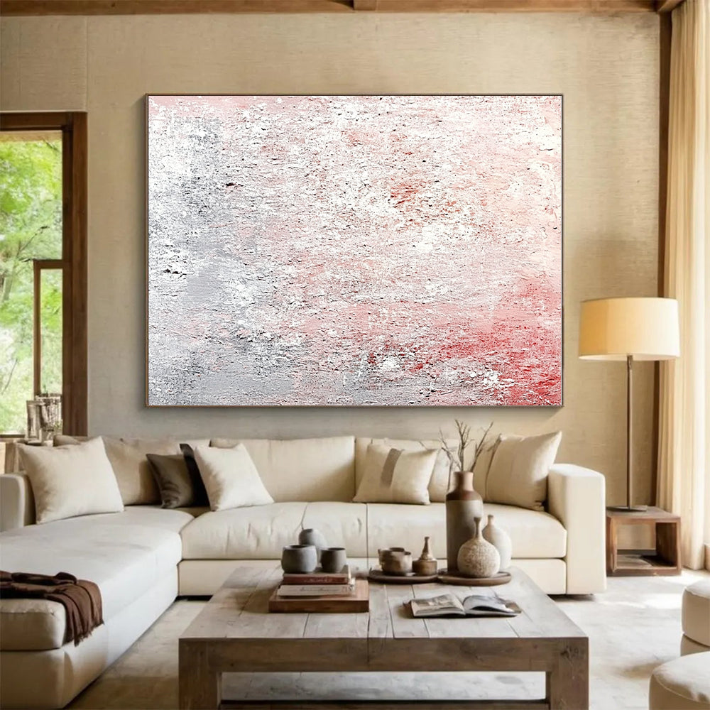 Pink - Gray Textured Abstract Painting with Subtle Softness WINK217