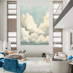 Fluffy Clouds on Blue Sky - Inspired Abstract Painting for Serene Spaces GAB1440