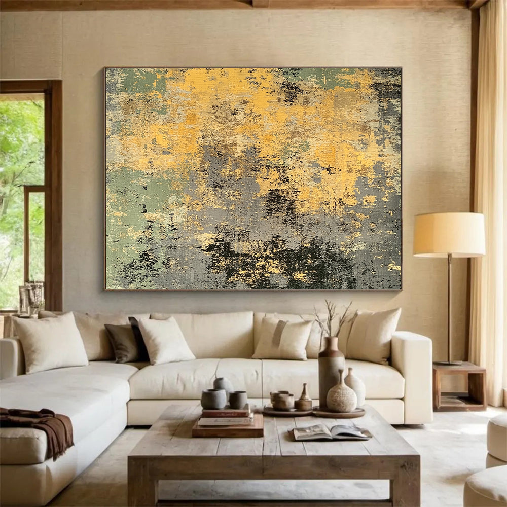 Yellow - Gray Abstract Rug with Rustic Charm WINK403
