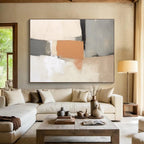 Neutral - Toned Geometric Abstract Painting for Timeless Interiors YHT075
