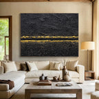 Black and Gold Abstract Painting for Sophisticated Nightclubs YHT367