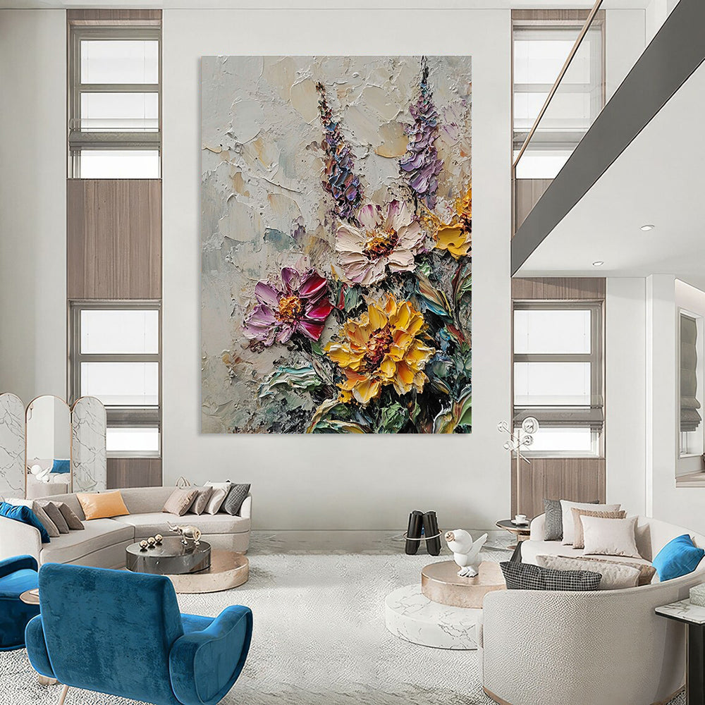 Textured Flower Bouquet Abstract Painting for Garden - Themed Cafes GAB1340