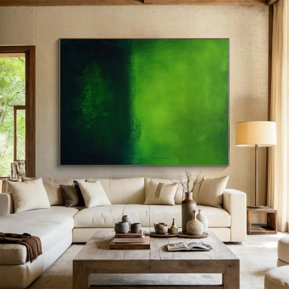 Green Gradient Abstract Painting with Nature's Intensity WINK458
