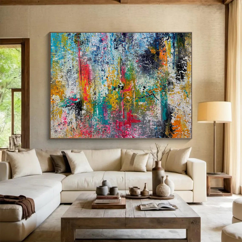 Colorful Abstract Splash Painting for Vibrant Living Rooms YHT330
