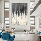 Black and White Drip Abstract Painting for Edgy Art Galleries GAB0824