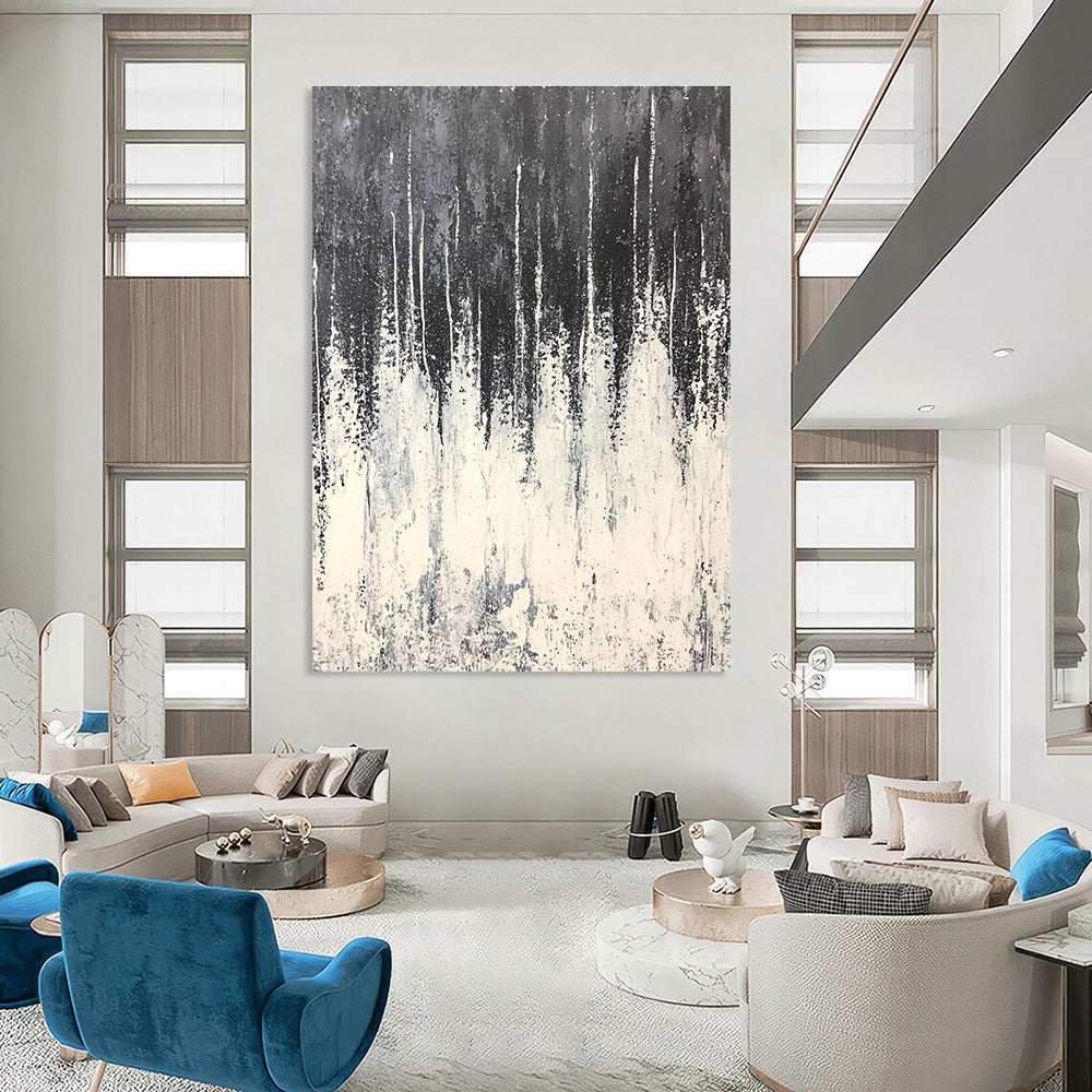 Black and White Drip Abstract Painting for Edgy Art Galleries GAB0824