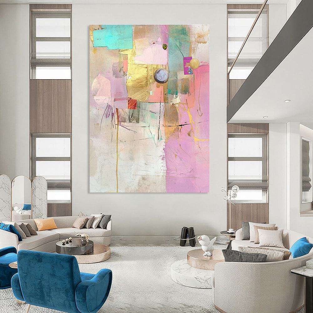 Gold Accent Collage Luxe Mixed Media Abstract Painting GAB0246