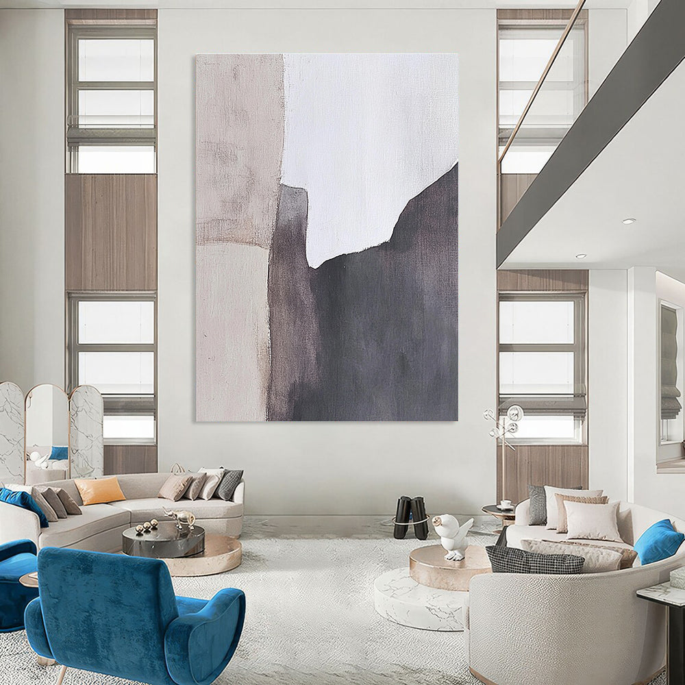 Gray and White Abstract Blocks Abstract Painting for Scandinavian - Style Home Offices GAB1369