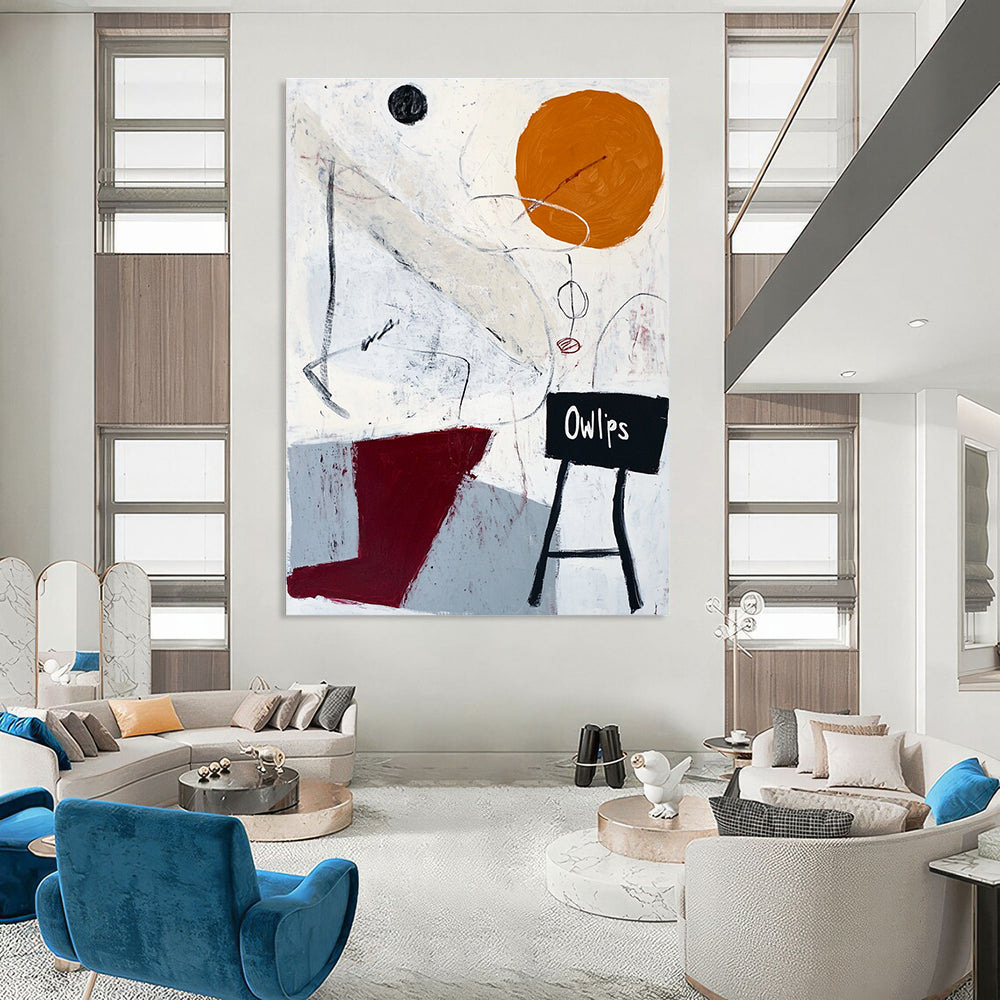 Whimsical Abstract “Ow lips” Painting for Eclectic Café Interiors GAB1245