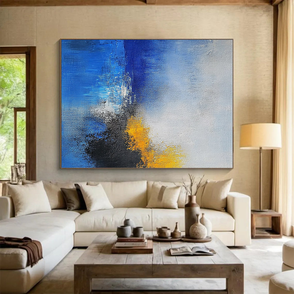Blue - Yellow Abstract Landscape Painting with Dreamy Serenity WINK382