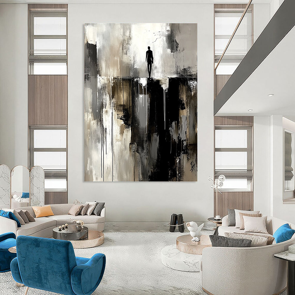 Silhouette on Precipice Abstract Painting for Bold Statements GAB0691