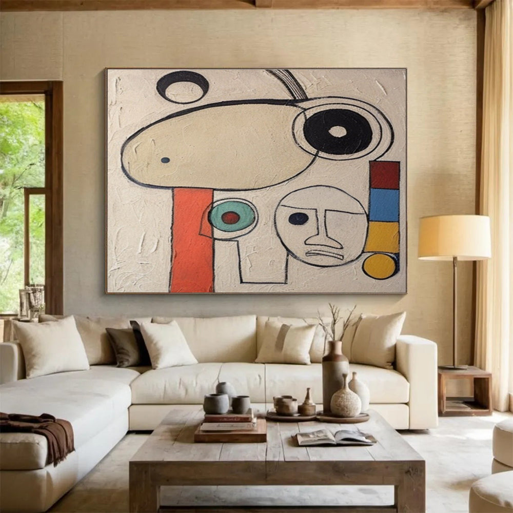 Abstract Faces and Shapes Painting with Whimsical Charm YHT011
