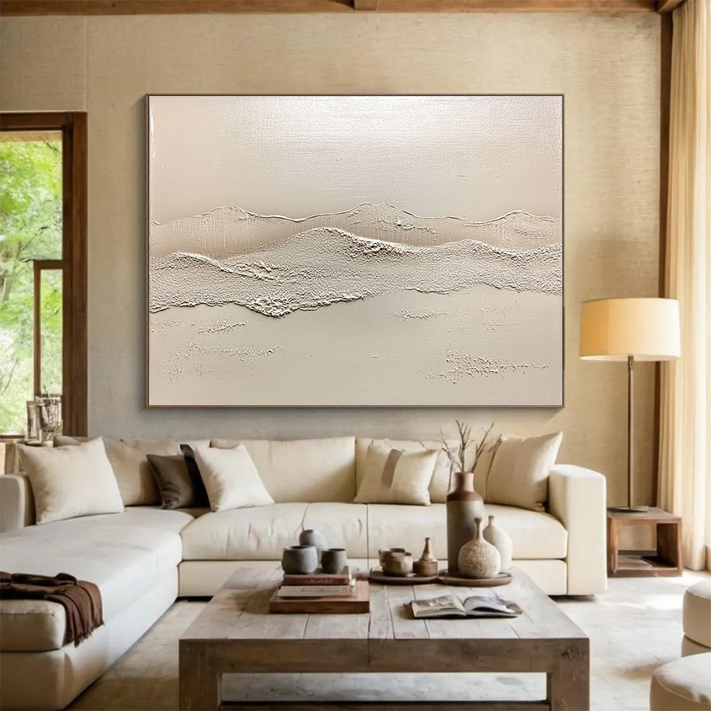 Minimalist Textured Mountains Abstract Painting with Subtle Elegance ABS619