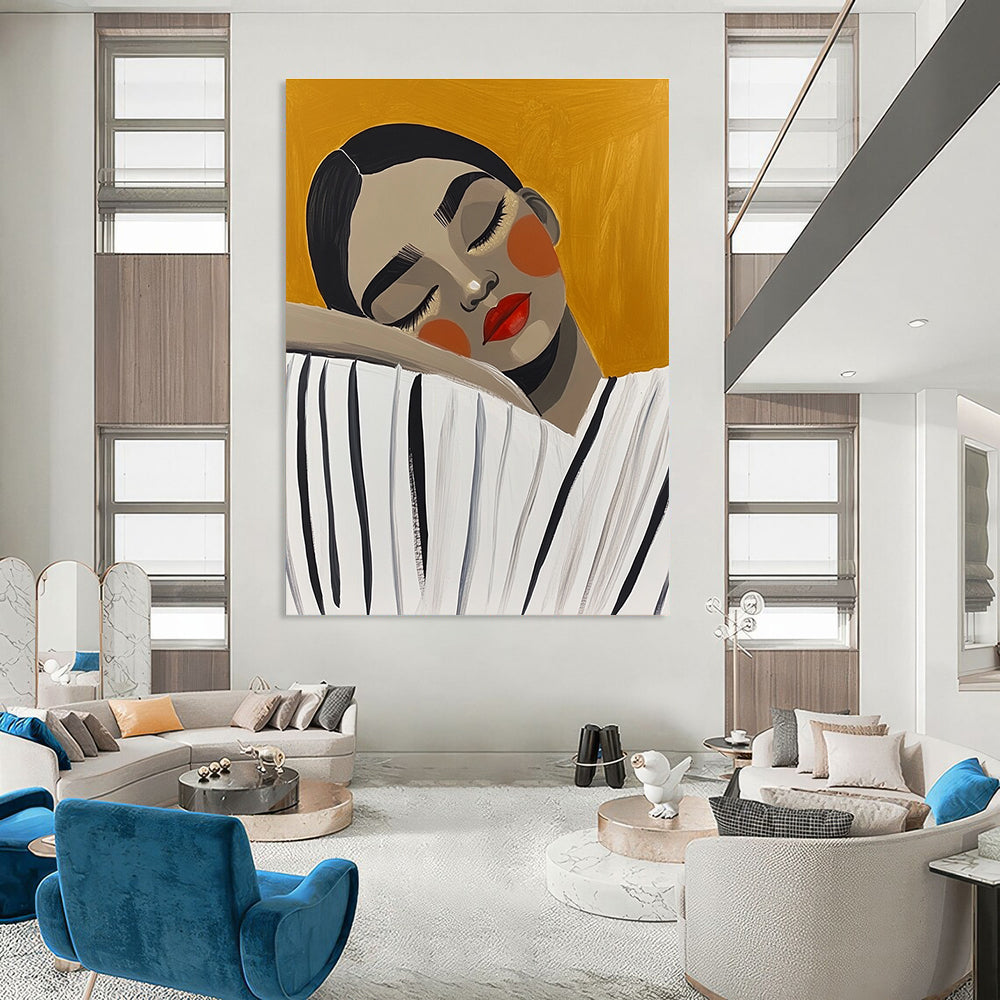 Sleeping Woman Abstract Painting for Minimalist Bedrooms GAB1023