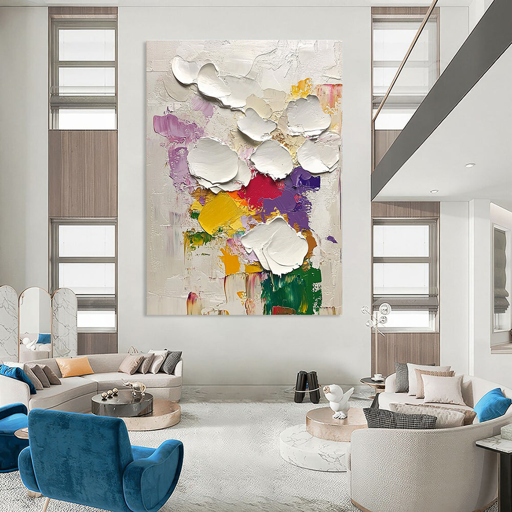 Textured White Flower Abstract Painting for Charming Florist Shops GAB0829