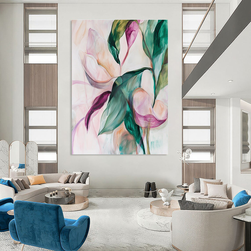 Soft Floral Abstract Painting for Romantic Bedrooms GAB0774