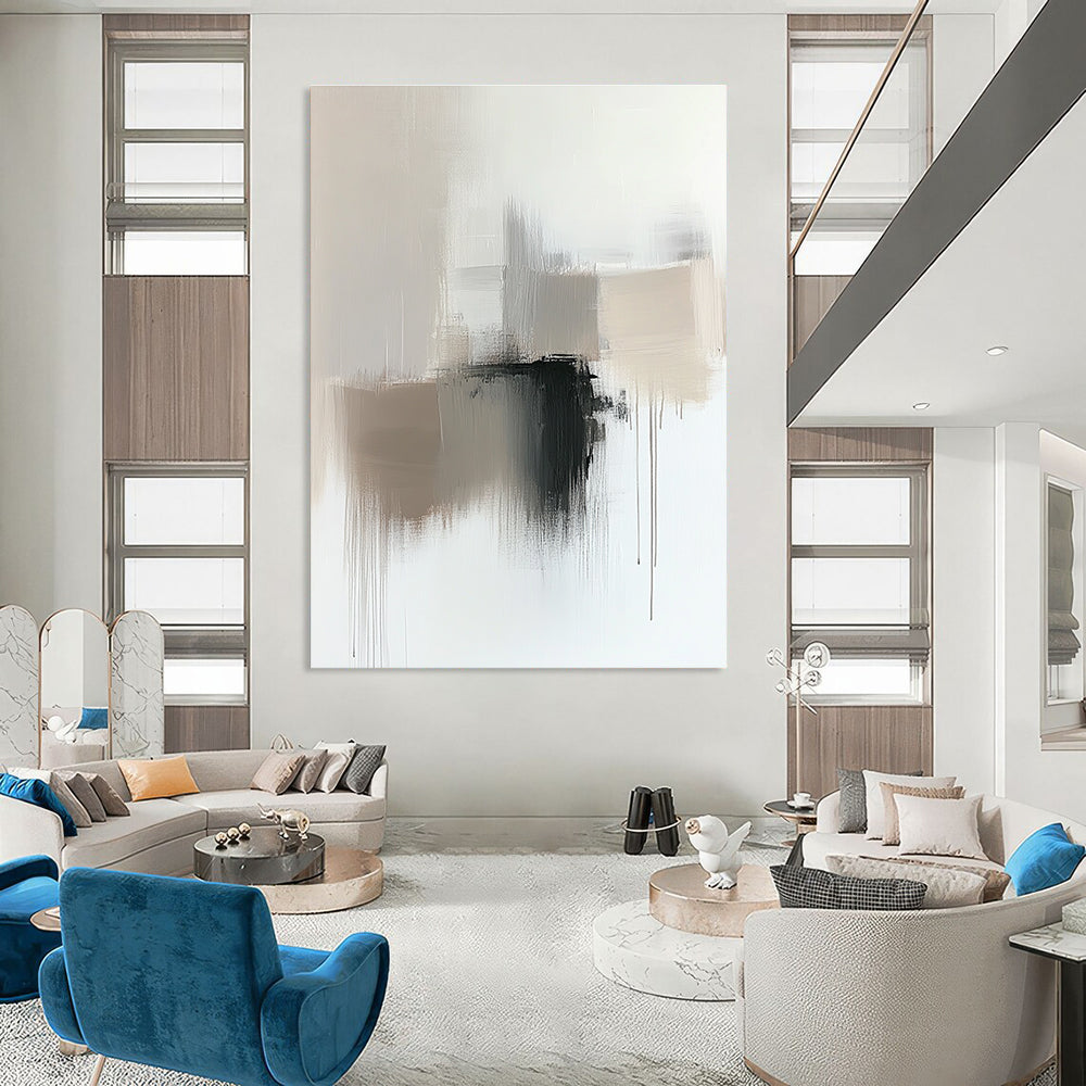 Neutral Tones Abstract Painting for Minimalist Dining Rooms GAB0803