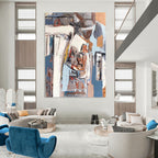 Urban Abstract Layers Abstract Painting for City - Themed Cafes HENG041
