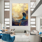 Girl in Golden Light Abstract Painting for Serene Bedrooms GAB0794