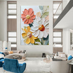 Textured Floral Bouquet Impasto Flower Abstract Painting GAB0278